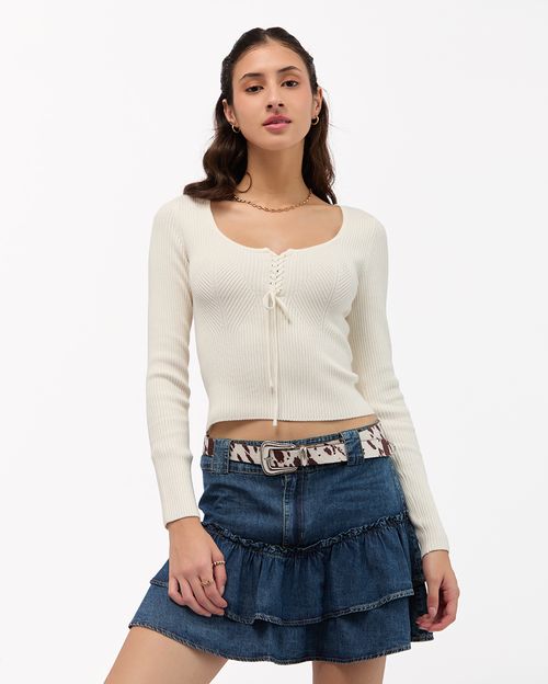 Chompa Mujer Ciara Crema Pastel
