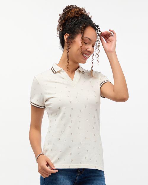 Polo Cuello Camisa Mujer Leah Crema Pastel
