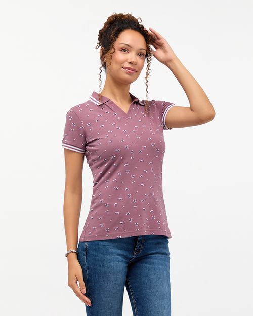 Polo Cuello Camisa Mujer Leah Malva Deco