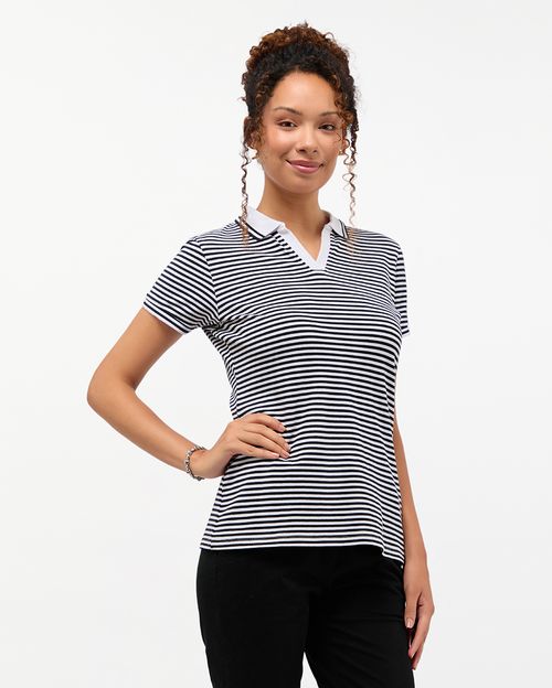 Polo Cuello Camisa Mujer Rose Negro