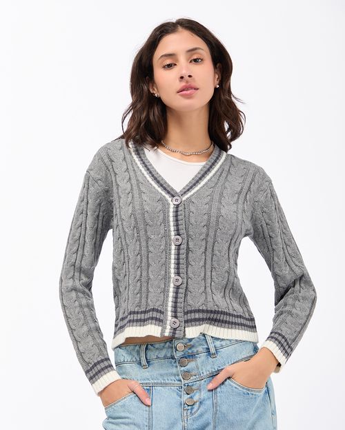 Chompa Mujer Openbor Gris Melange