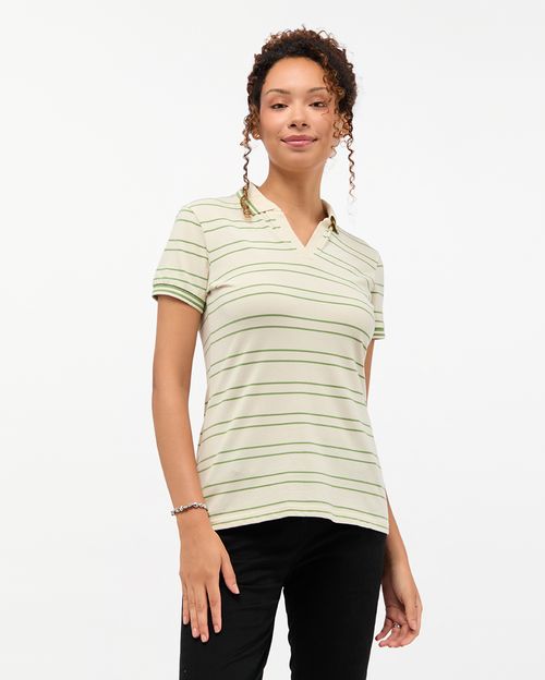Polo Cuello Camisa Mujer Rose Verde Niebla