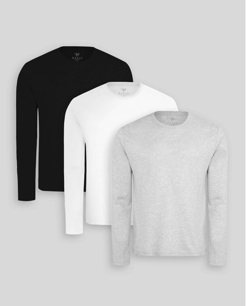 Pack de 3 polos manga larga Blanco Optico / Gris Poly / Negro