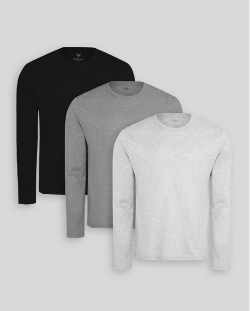Pack de 3 polos manga larga Gris Poly / Negro / Plomo Melange