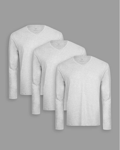 Pack de 3 polos manga larga Cuello V Gris Poly