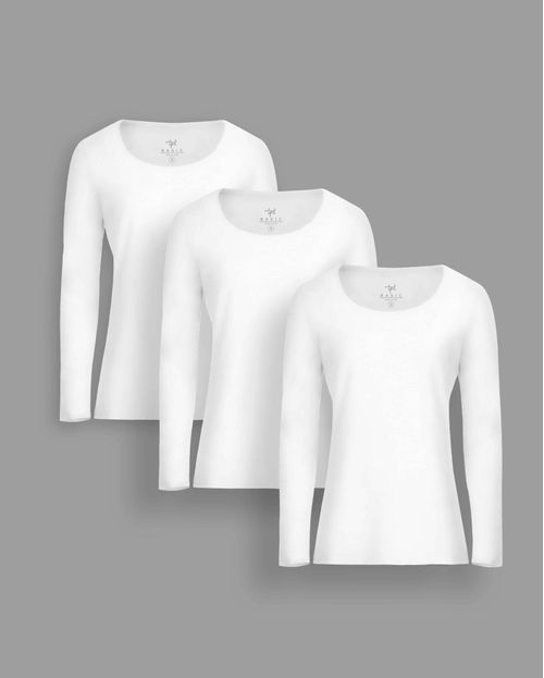 Pack de 3 polos manga larga Cuello V Blanco