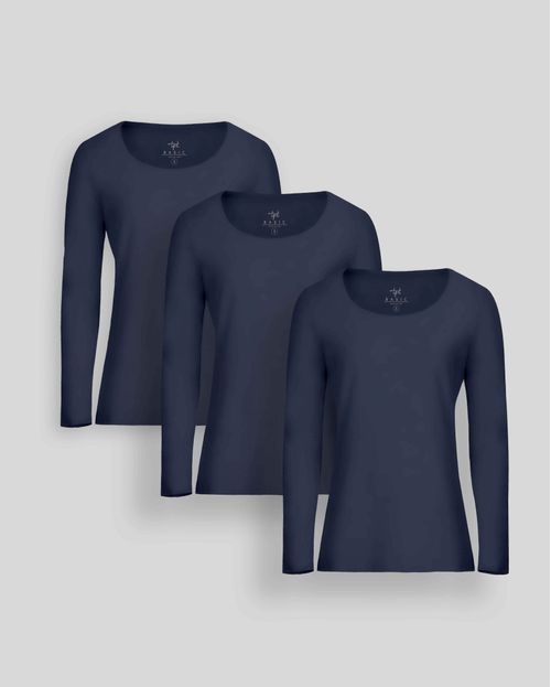 Pack de 3 polos manga larga Cuello V Azul Dutty