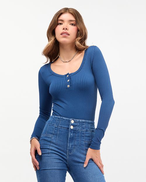 Body Mujer Elma Azul Nautico Seda