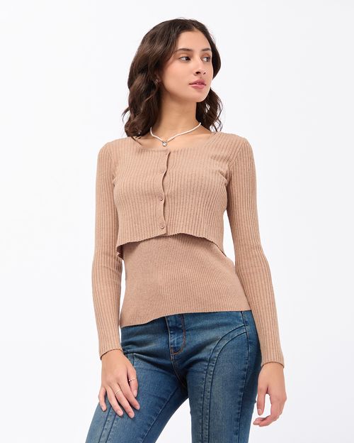 Chompa Mujer Califa Beige Melange