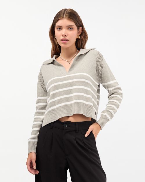 Chompa Mujer New Close Gris Melange