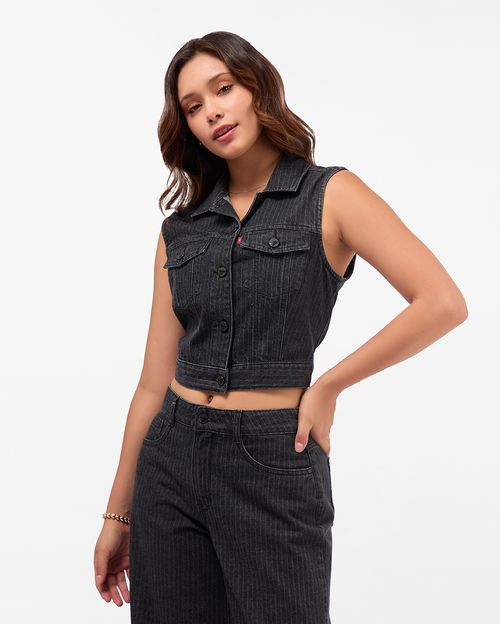 Chaleco Denim Mujer Keydi Stone Negro