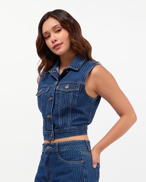 Chaleco Denim Mujer Keydi Total Bio Blue