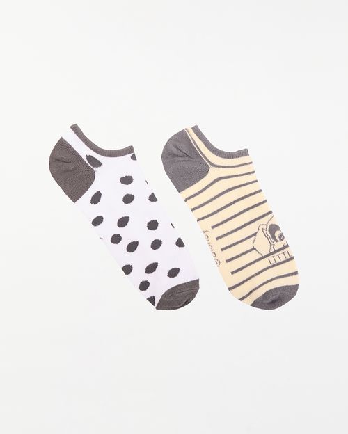 Calcetines Pack X 2 Mujer Olivia Blanco/Beige