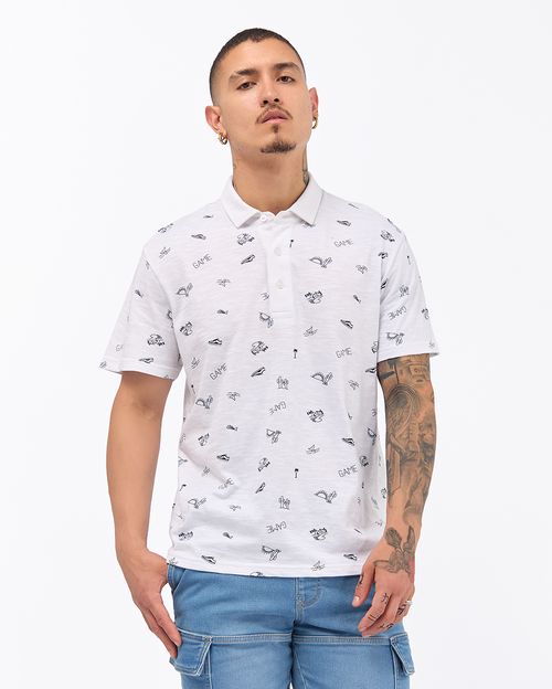 Polo Cuello Camisa Hombre Rodas Blanco Optico