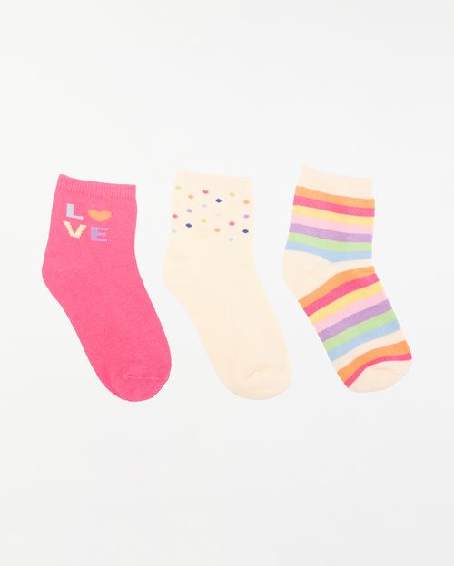 Calcetines Pack 3 Niña Mora Coco/Fucsia /Blanco