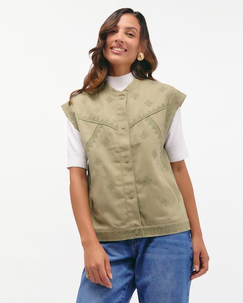Chaleco Mujer Luna Verde Musgo