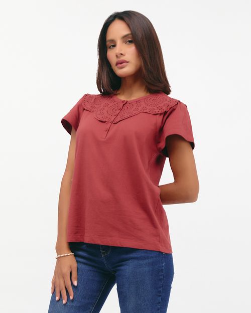 Polo Mujer Flora Ladrillo
