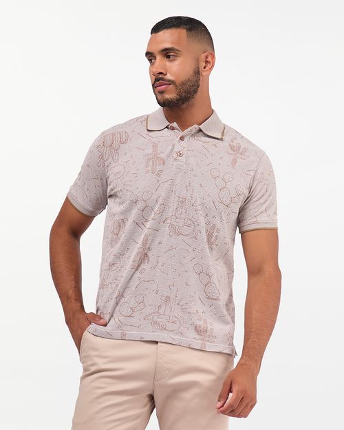 Polo Cuello Camisa Hombre Izan Beige Botanico