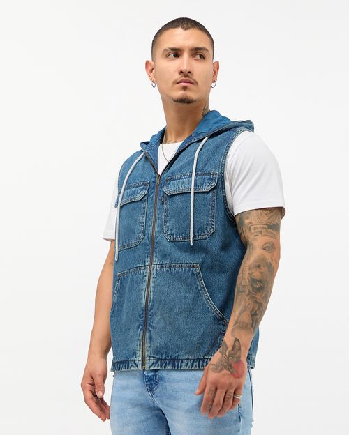 Chaleco Denim Hombre West Total Stone Green