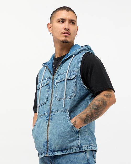 Chaleco Denim Hombre West Total Dirty Frost