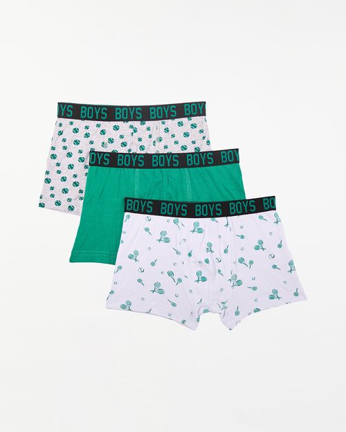 Boxer Pack x 3 Niño Jhef Blanco/Melange/Verde