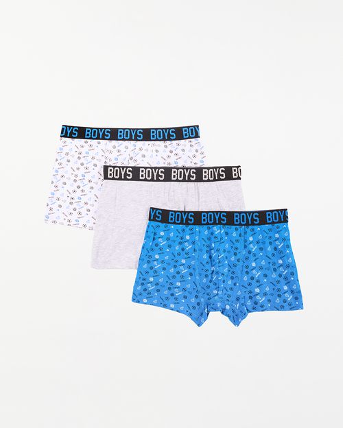 Boxer Pack x 3 Niño Jhef Blanco/Melange/Azulino