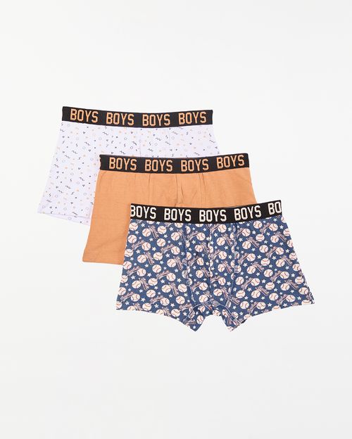 Boxer Pack X 3 Niño Jhef Beige/Coco/Acero