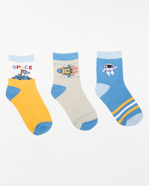 Calcetines Pack X 3 Niño Mariano Gris/Azul/Mostaza