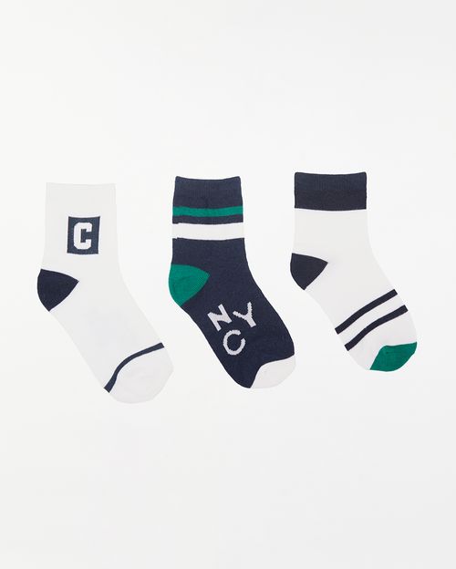 Calcetines Pack X 3 Niño Mariano Azul/Coco/Verde