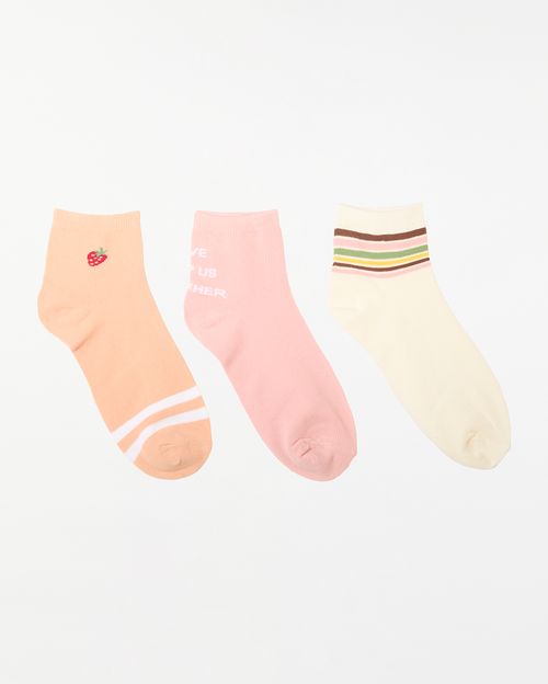 Calcetines Pack X 3 Mujer Daniela Coco/Rosa/Melon