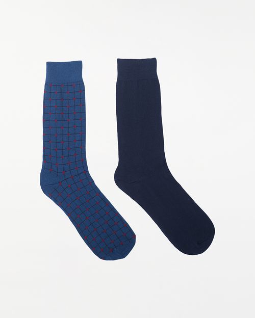 Calcetines Pack X 2 Hombre Formal Azul Náutico