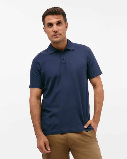 Polo Cuello Camisa Hombre Joan Azul Nautico Seda