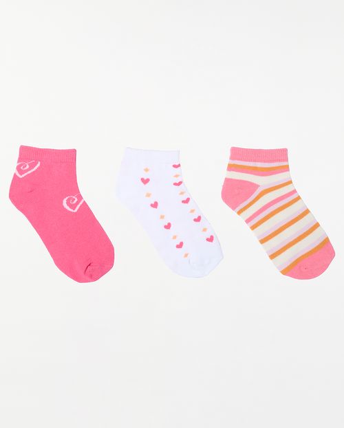 Calcetines Pack X 3 Niña Nini Coral Carmin/Blanco/Lila