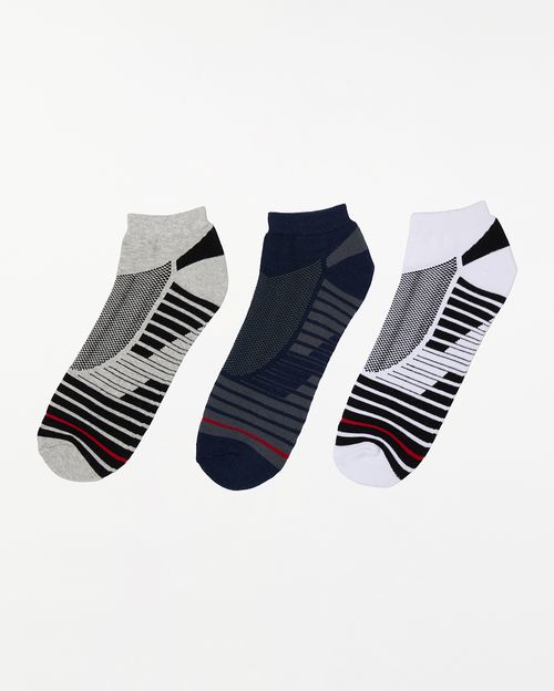 Calcetines Pack X 3 Hombre Franco Grey Melange/Azul Nautico/Gris Castor