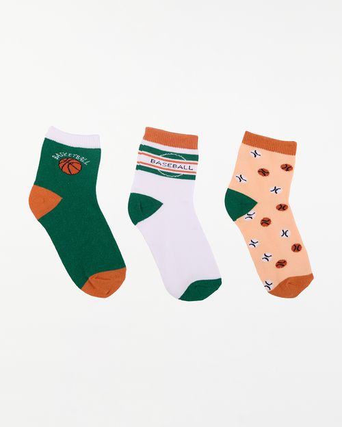 Calcetines Pack x 3 Niño Mariano Verde/Coco