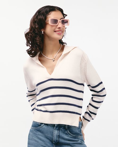 Chompa Mujer New Close Azul Nautico Seda