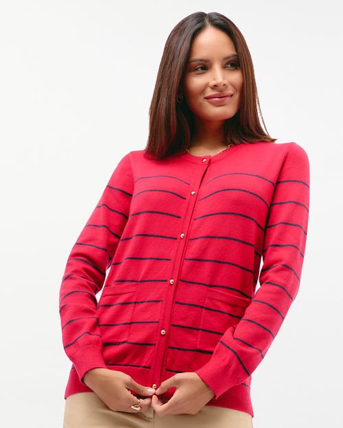 Chompa Mujer Karol Listado Rojo Carmin