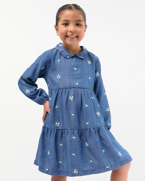Vestido Denim Niña Violeta Blue Wash