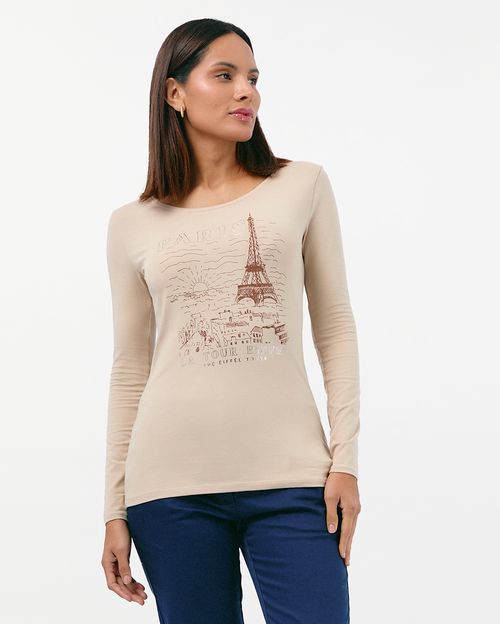 Polo Mujer Solange Beige Botanico