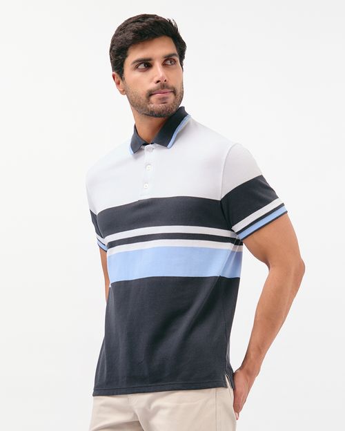 Polo Cuello Camisa Hombre Saylor Azul Violeta