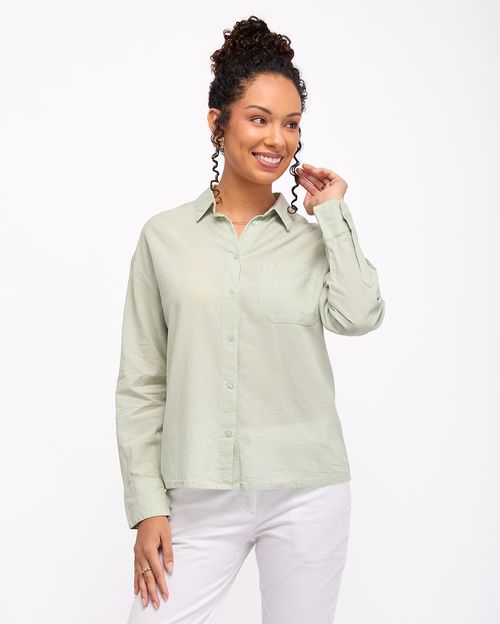 Blusa Mujer Ania Solido Verde Empolvado