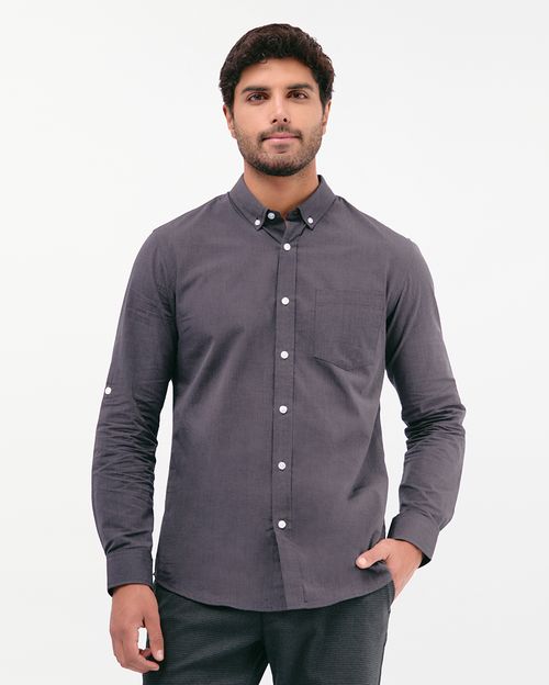 Camisa Hombre Tulio Negro Jaspeado
