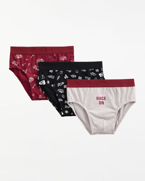 Trusa Pack x 3 Niño Leao Guinda/Negro/Melange