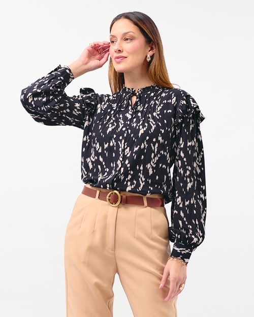 Blusa Mujer Agnes Print Negro