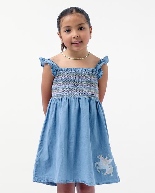 Vestido Denim Niña Angelica Medium Wash