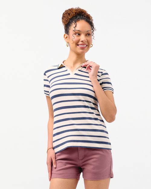 Polo Cuello Camisa Mujer Rose Azul Atlántico
