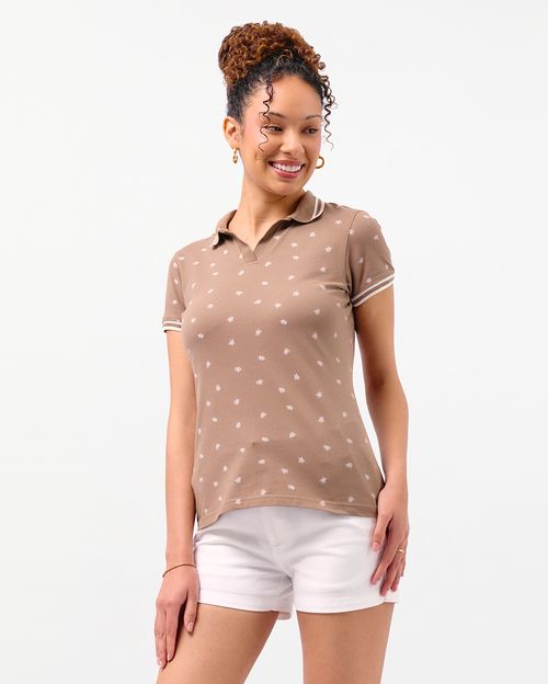 Polo Cuello Camisa Mujer Leah Marron Roble