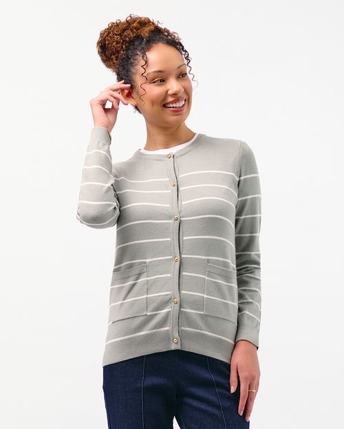 Chompa Mujer Karol Listado Verde Salvia