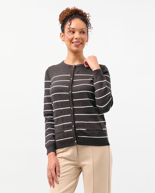 Chompa Mujer Karol Listado Plomo Intenso