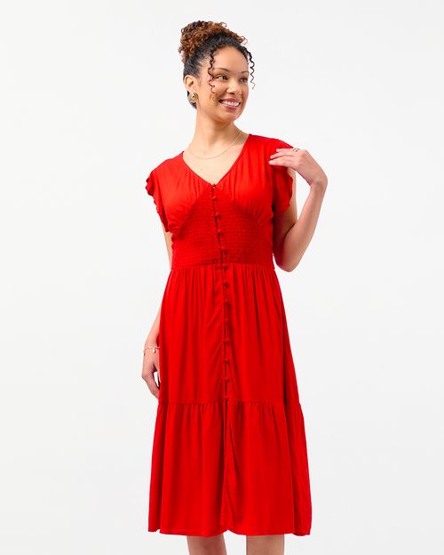 Vestido Mujer Leonor Solid Rojo Tomate